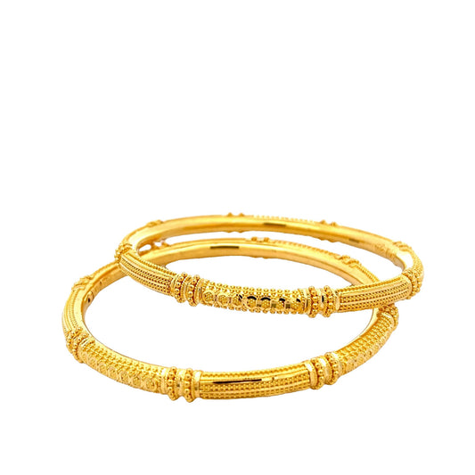 22ct Yellow Gold Patterned Bangle PZ325-BN49 - FJewellery