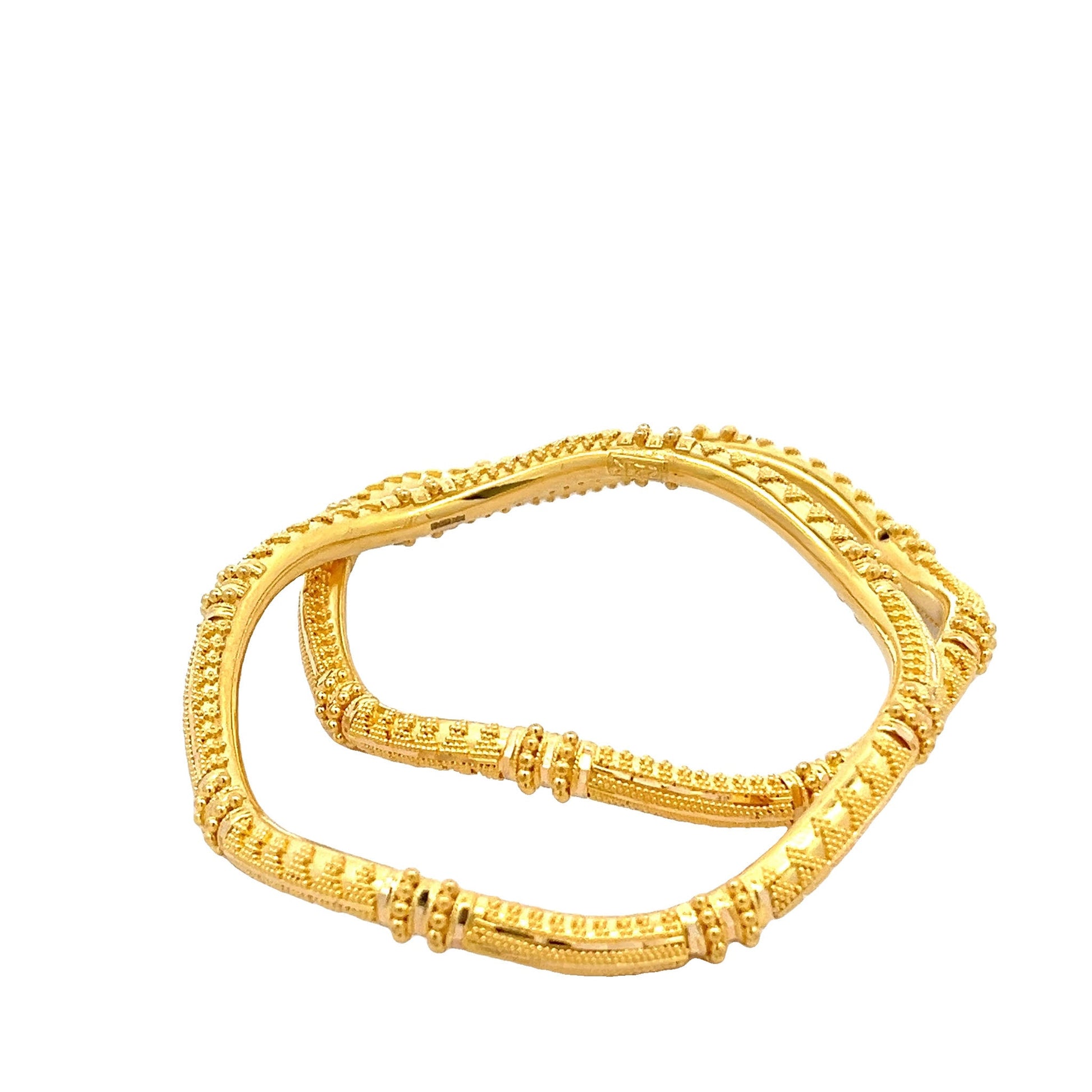 22ct Yellow Gold Patterned Bangle PZ325 - BN68 - FJewellery