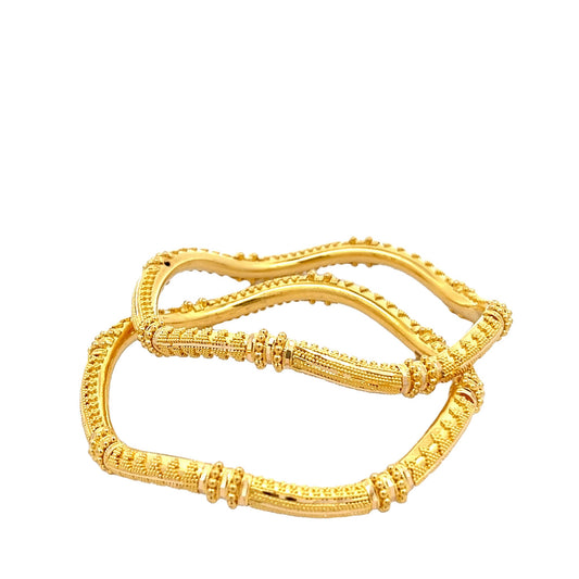 22ct Yellow Gold Patterned Bangle PZ325 - BN68 - FJewellery