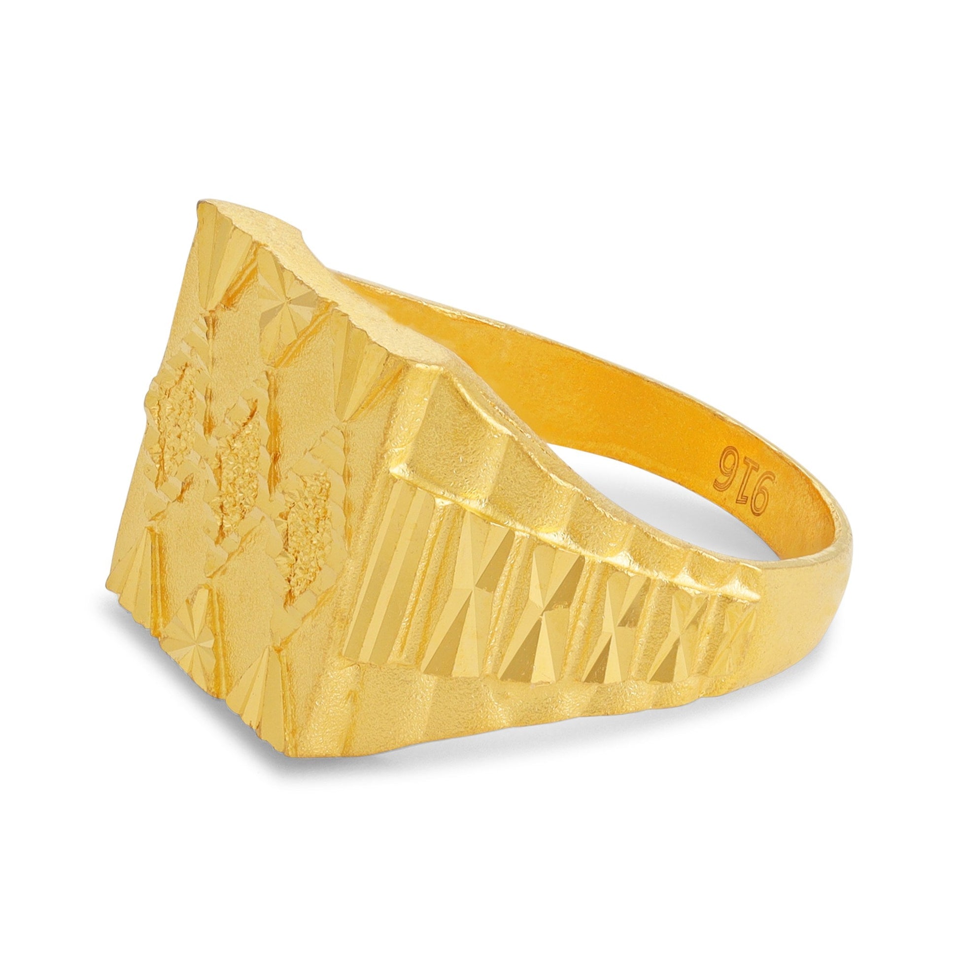 22ct Yellow Gold Patterned Geometric Ring BF1224-RN38 - FJewellery
