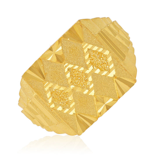 22ct Yellow Gold Patterned Geometric Ring BF1224-RN38 - FJewellery