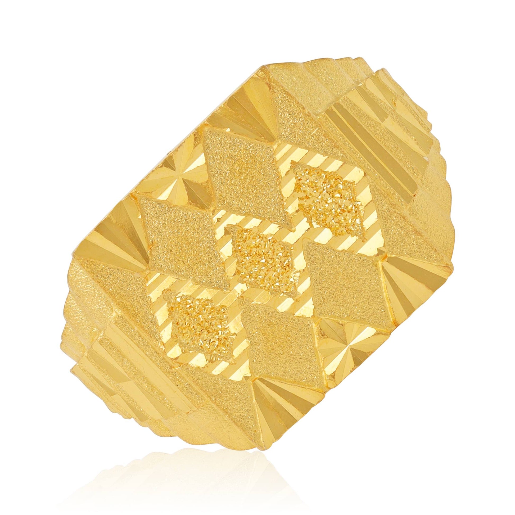 22ct Yellow Gold Patterned Geometric Ring BF1224-RN38 - FJewellery