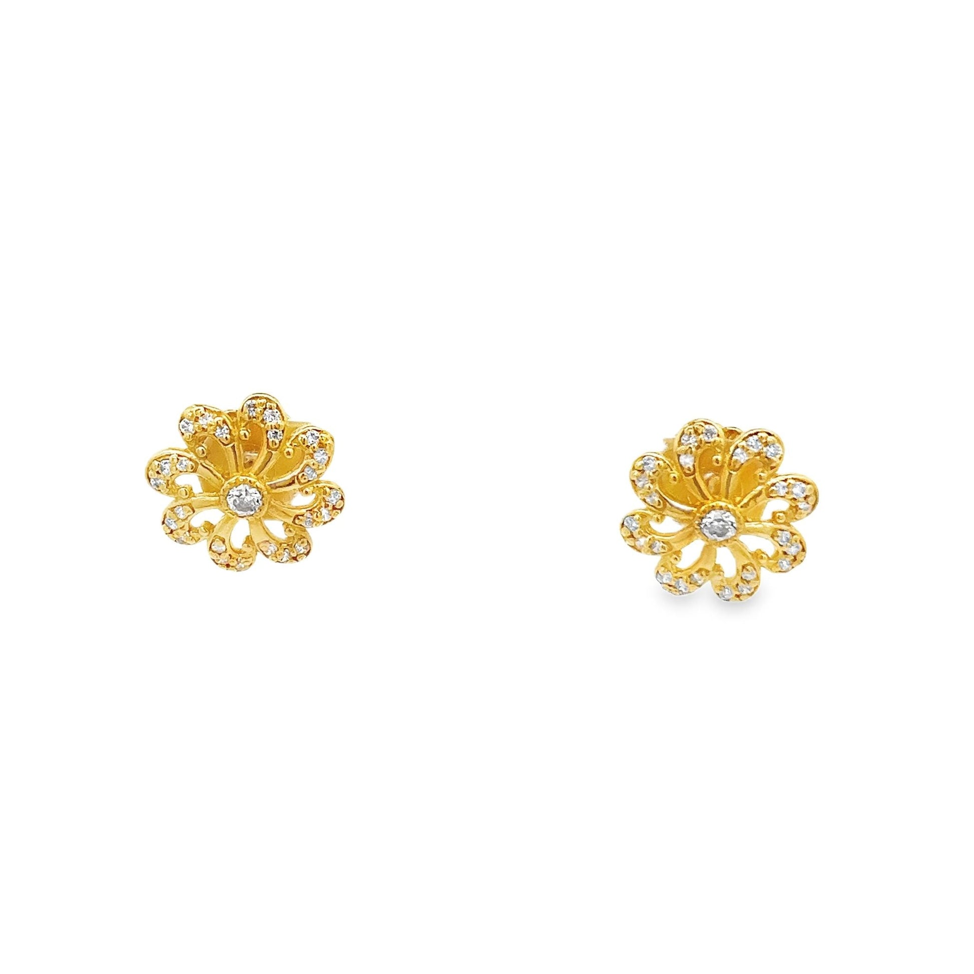 22ct yellow gold pre-owned flower design earrings FCA06010795-2 - FJewellery