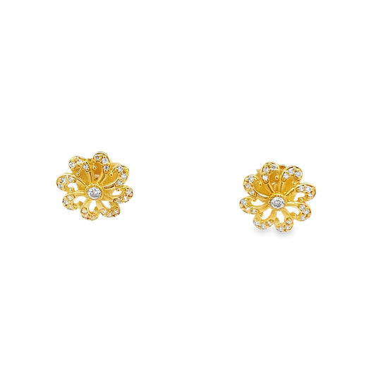 22ct yellow gold pre-owned flower design earrings FCA06010795-2 - FJewellery