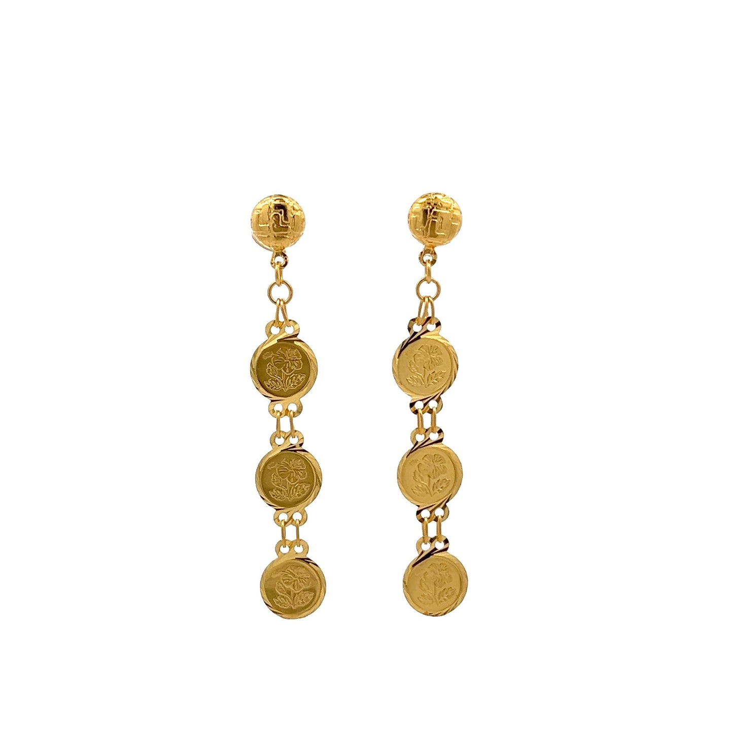 22ct Yellow Gold Rose Drop Earrings PZ325 - ER1 - FJewellery