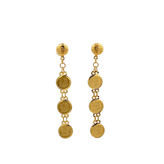 22ct Yellow Gold Rose Drop Earrings PZ325 - ER1 - FJewellery