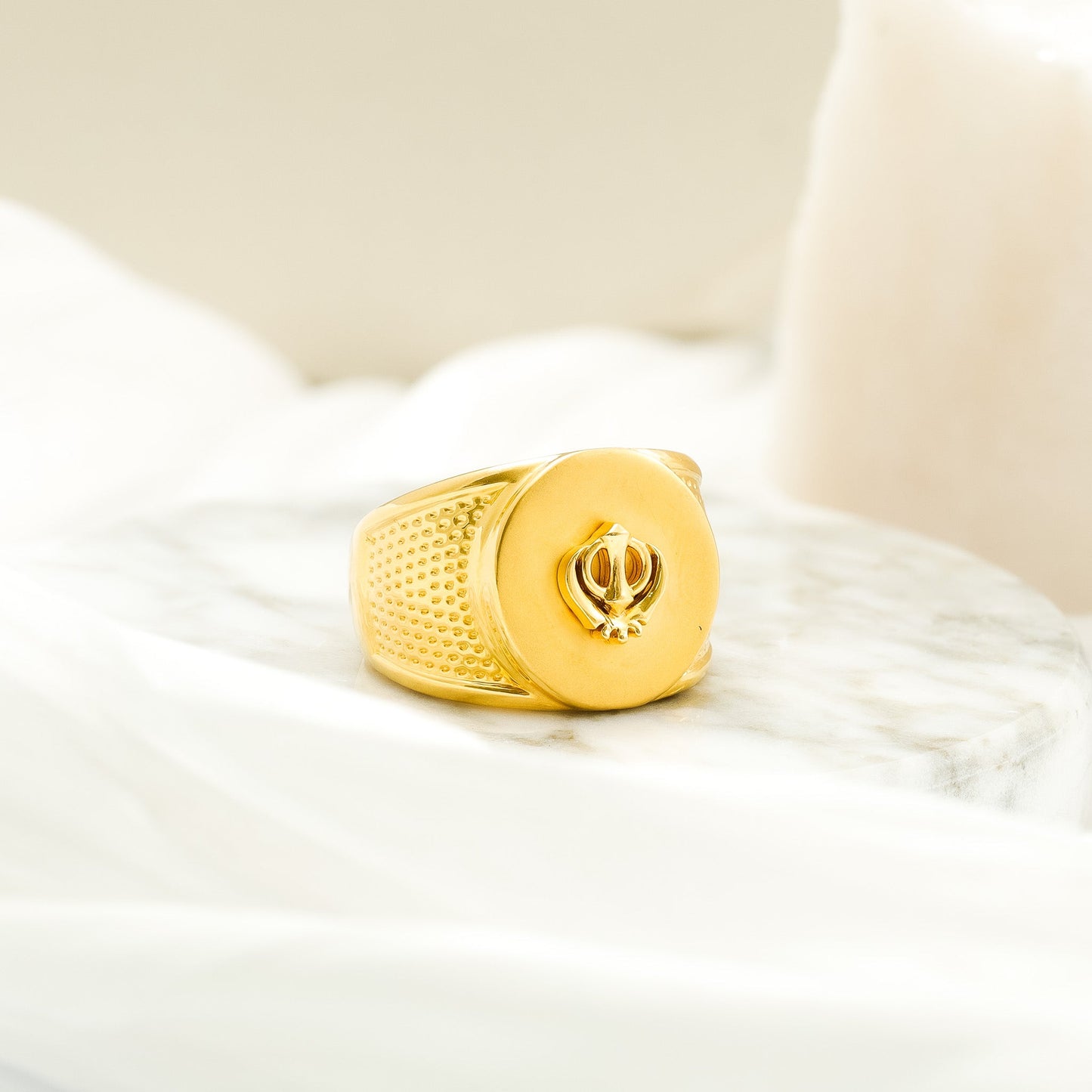 22ct Yellow Gold Sikh Khanda Ring BF1224-RN16 - FJewellery