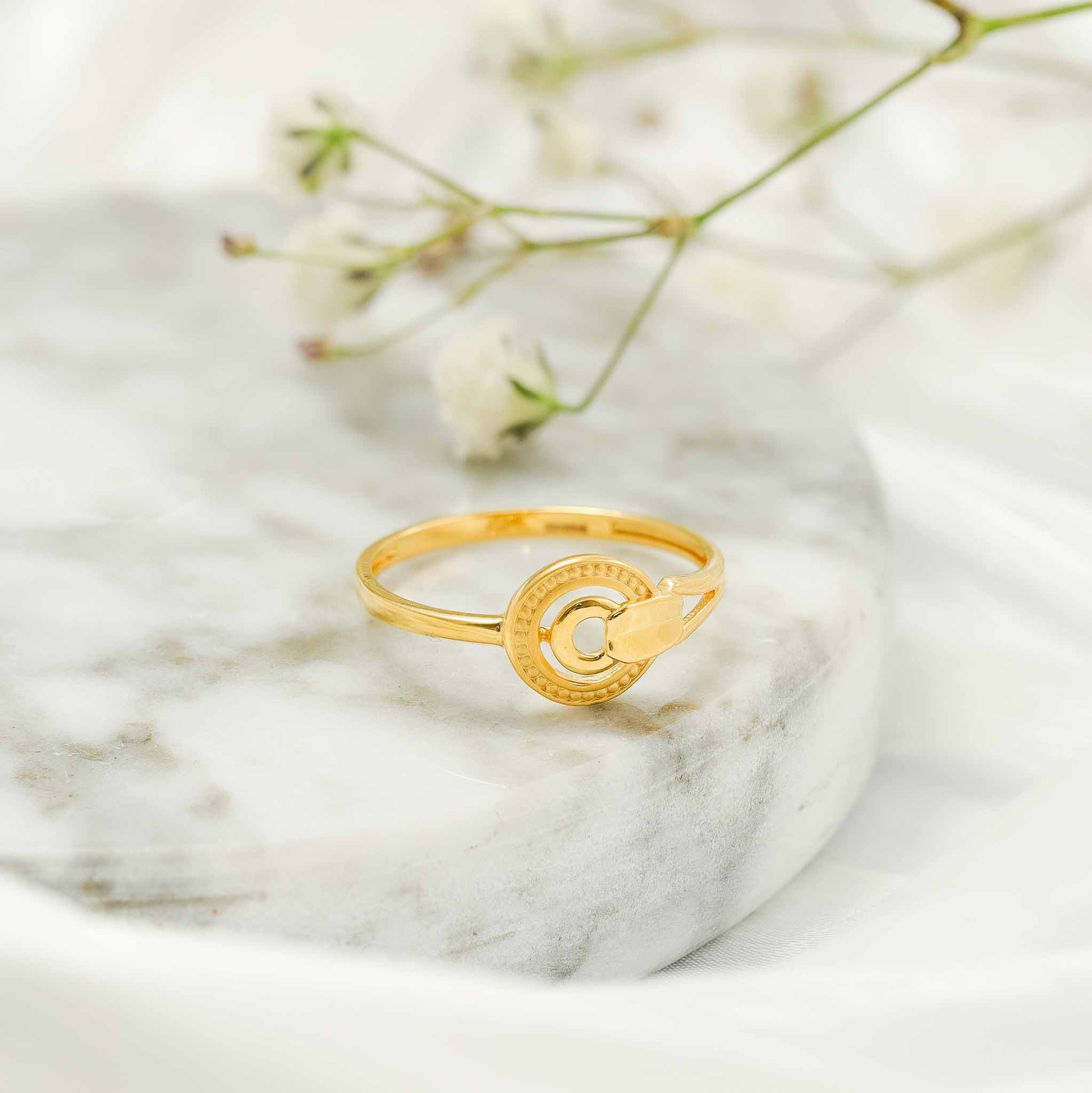 22ct Yellow Gold Small Unique Circle Design Ring BF1224 - RN87 - FJewellery