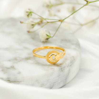 22ct Yellow Gold Small Unique Circle Design Ring BF1224-RN87 - FJewellery