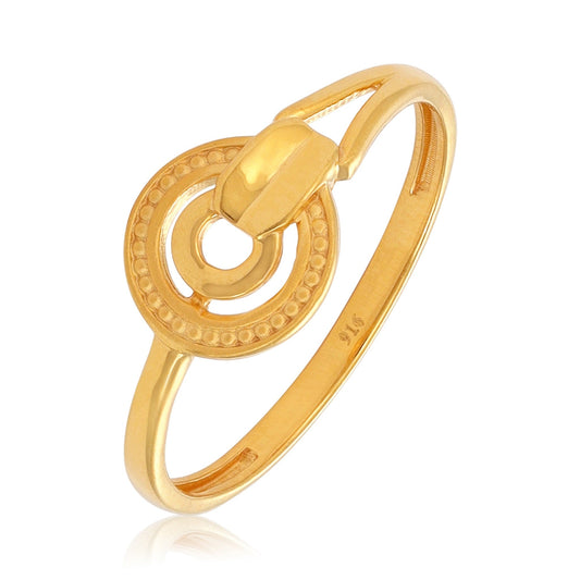 22ct Yellow Gold Small Unique Circle Design Ring BF1224-RN87 - FJewellery
