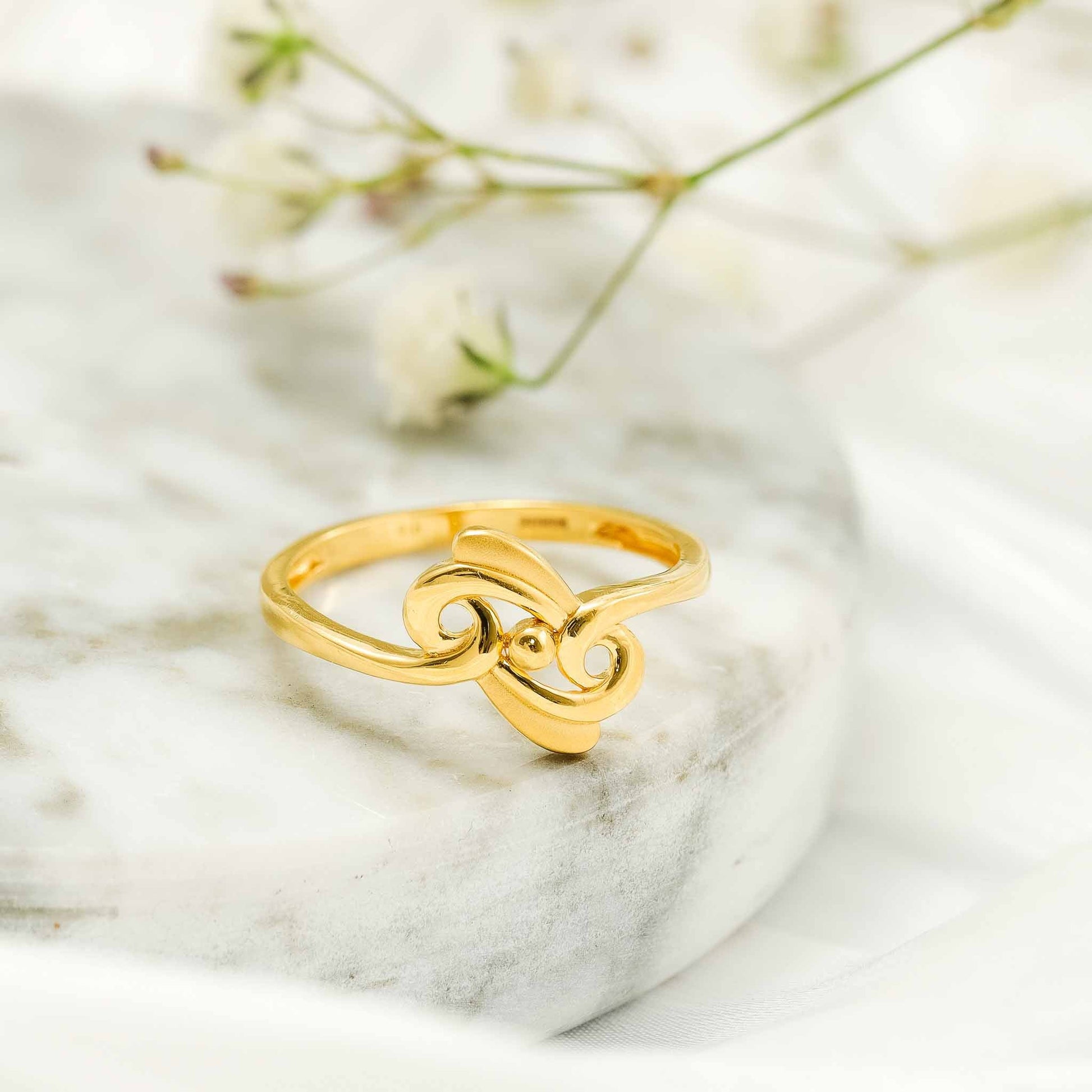 22ct Yellow Gold Small Unique Design Ring BF1224-RN99 - FJewellery