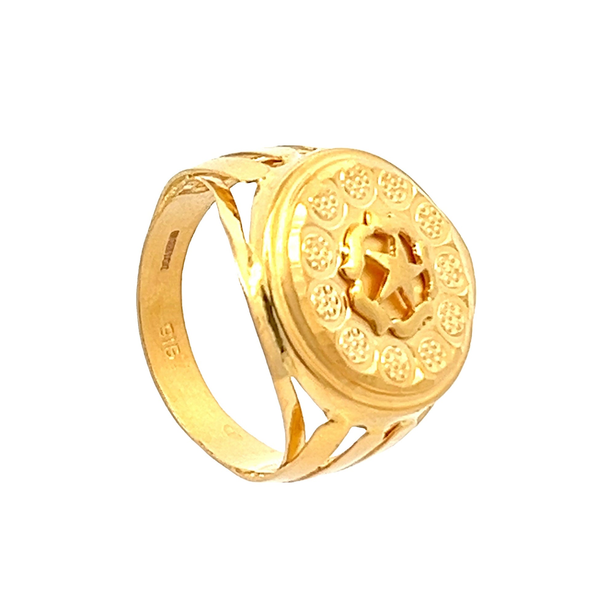 22ct Yellow Gold Star Signet Ring PZ325 - RN67 - FJewellery