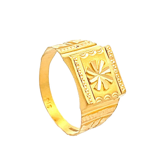 22ct Yellow Gold Swirl Design Signet Ring PZ325-RN71 - FJewellery
