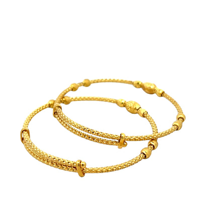 22ct Yellow Gold Textured Bangle PZ325-BN3 - FJewellery