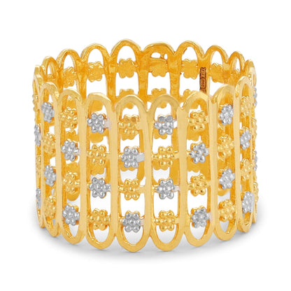 22ct Yellow Gold Tri Colour Detail Unique Design Ring BF1224-RN20 - FJewellery