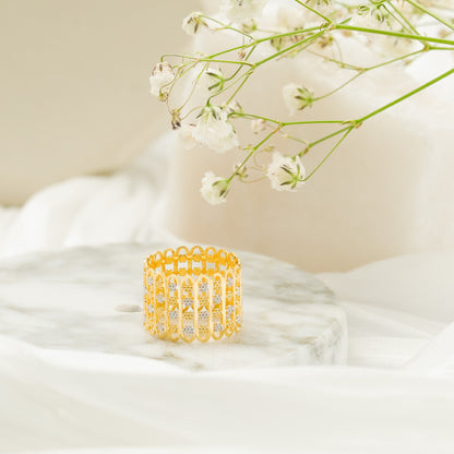 22ct Yellow Gold Tri Colour Detail Unique Design Ring BF1224 - RN20 - FJewellery