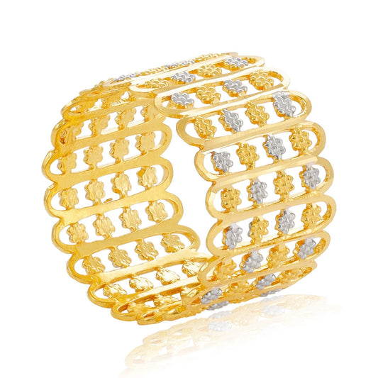 22ct Yellow Gold Tri Colour Detail Unique Design Ring BF1224-RN20 - FJewellery