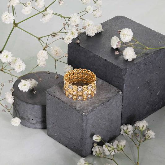 22ct Yellow Gold Tri Colour Unique Design Ring BF1224-RN22 - FJewellery