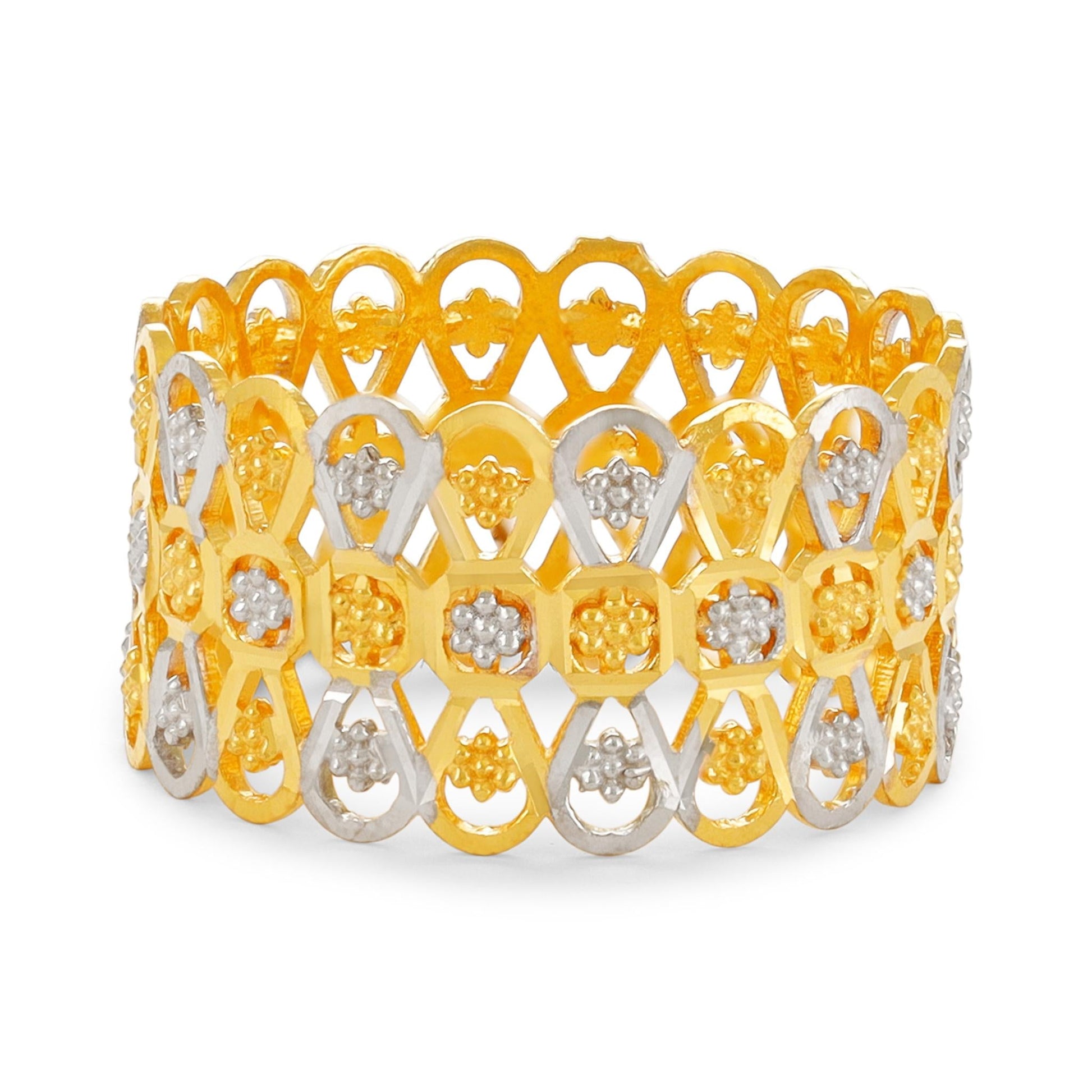22ct Yellow Gold Tri Colour Unique Design Ring BF1224-RN22 - FJewellery