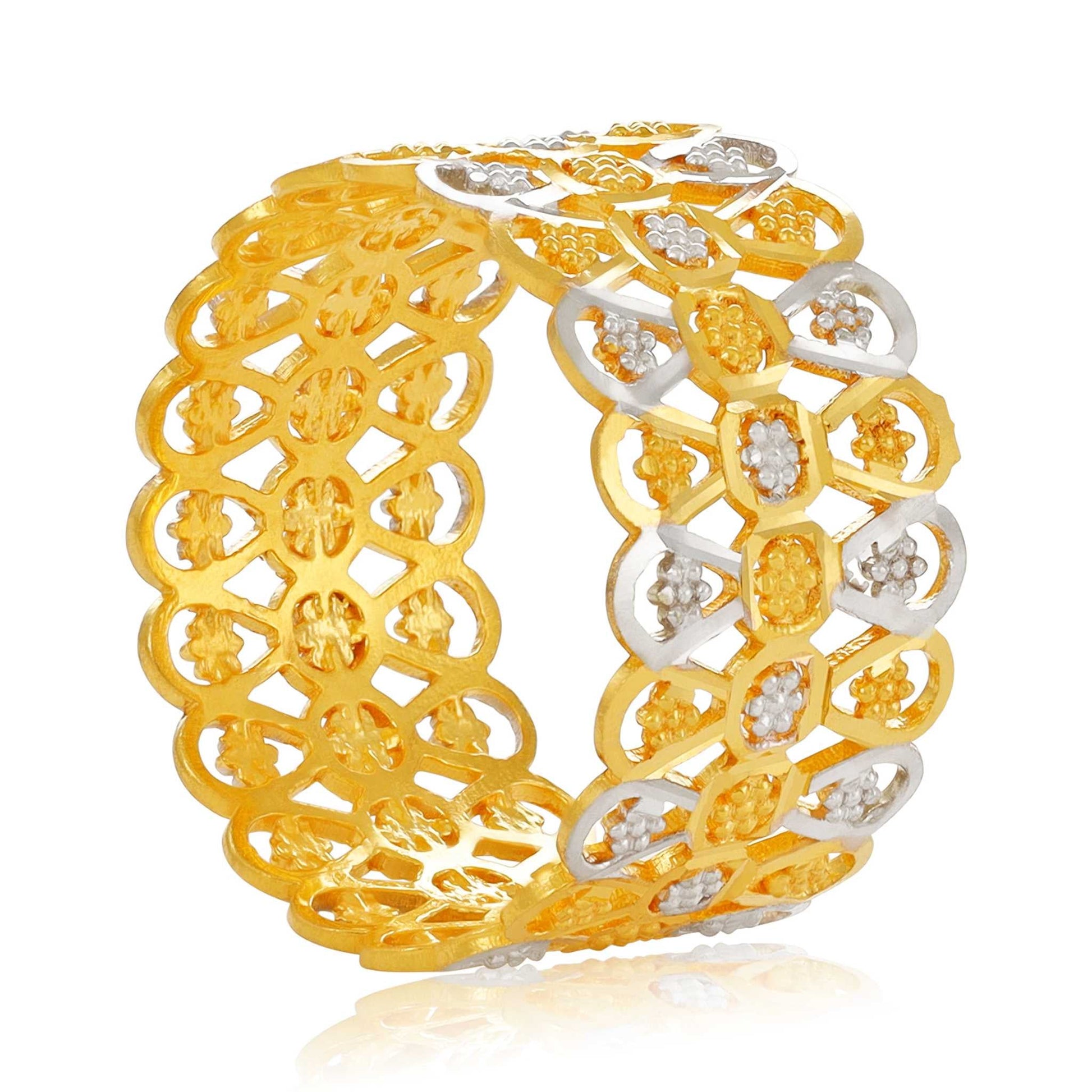 22ct Yellow Gold Tri Colour Unique Design Ring BF1224-RN22 - FJewellery