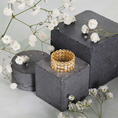 22ct Yellow Gold Tri Colour Unique Design Ring BF1224-RN24 - FJewellery