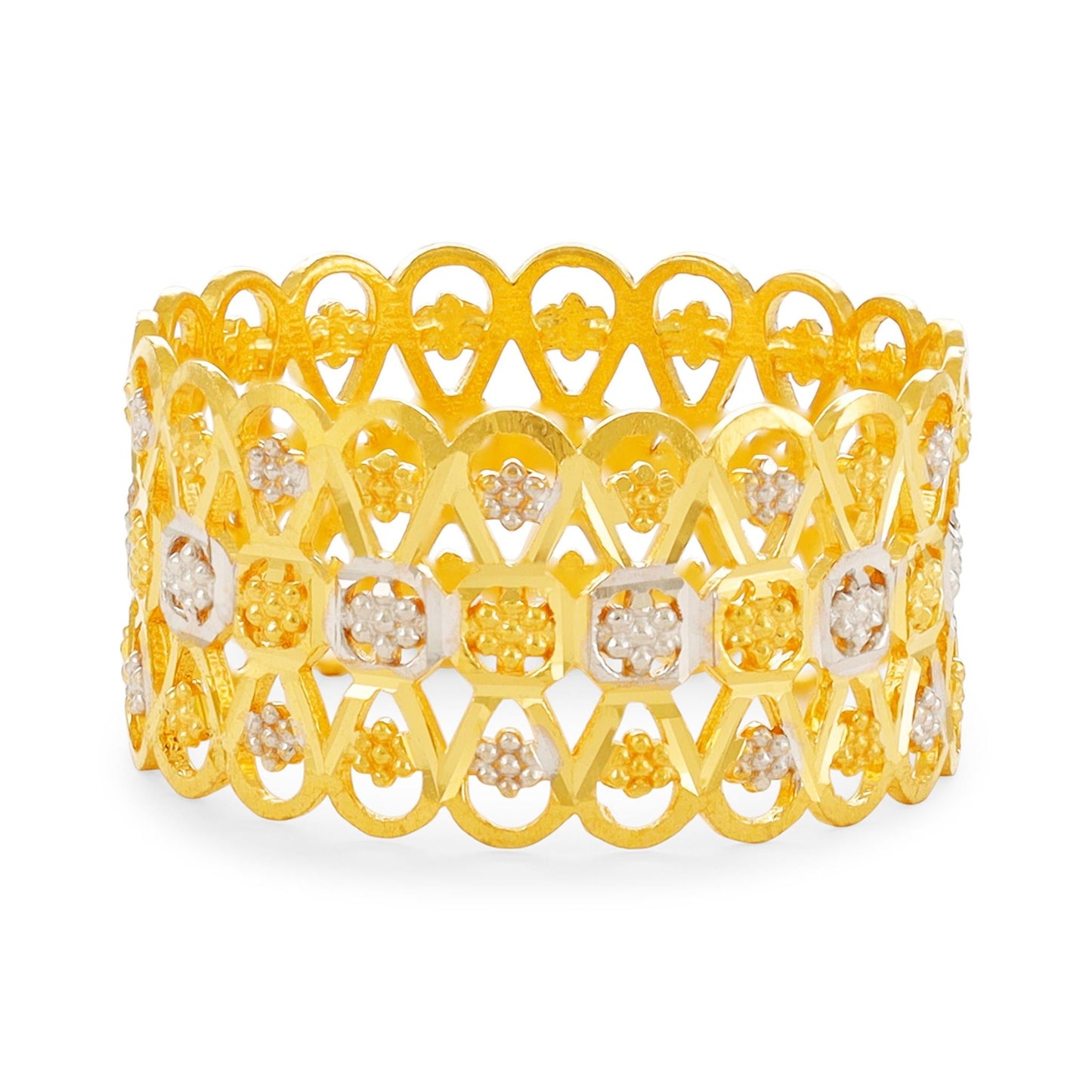 22ct Yellow Gold Tri Colour Unique Design Ring BF1224-RN24 - FJewellery