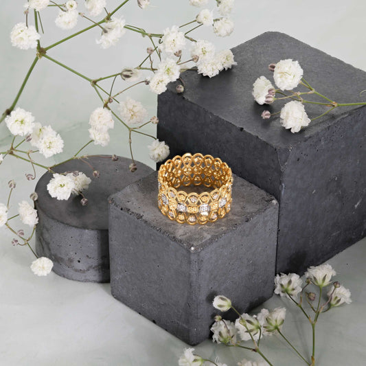 22ct Yellow Gold Tri Colour Unique Design Ring BF1224-RN24 - FJewellery