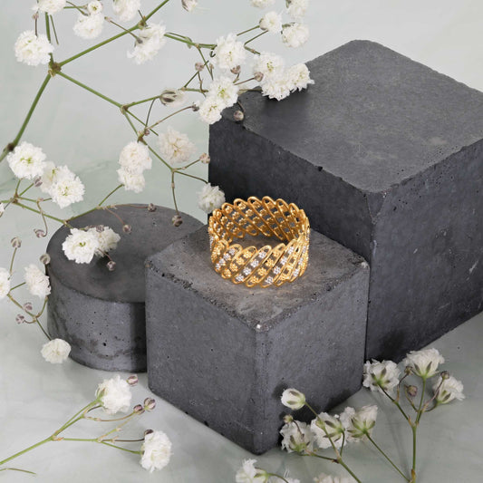 22ct Yellow Gold Tri Colour Unique Design Ring BF1224 - RN25 - FJewellery