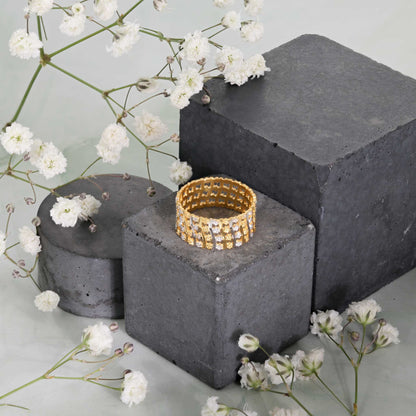 22ct Yellow Gold Tri Colour Unique Design Ring BF1224-RN28 - FJewellery