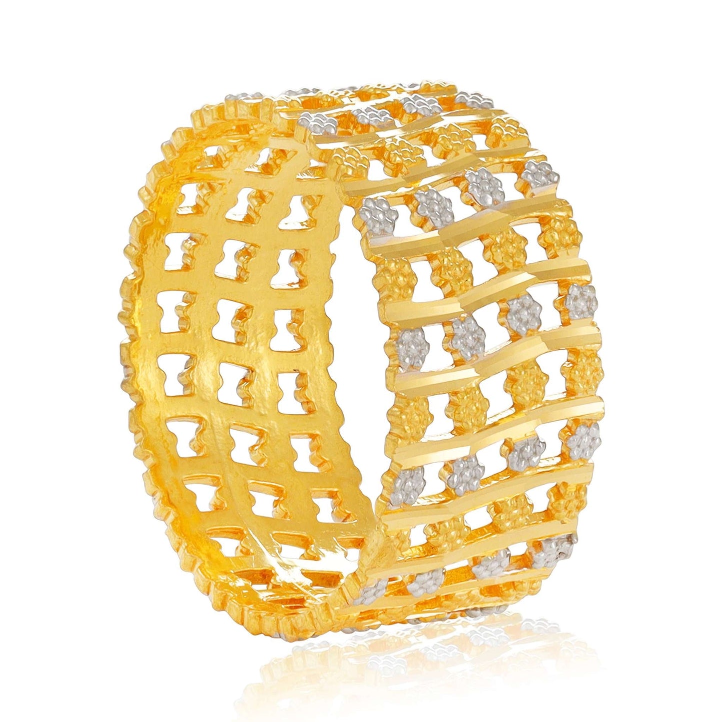 22ct Yellow Gold Tri Colour Unique Design Ring BF1224-RN28 - FJewellery