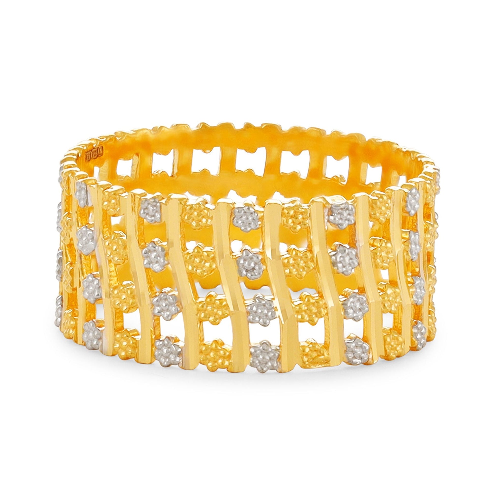 22ct Yellow Gold Tri Colour Unique Design Ring BF1224-RN28 - FJewellery