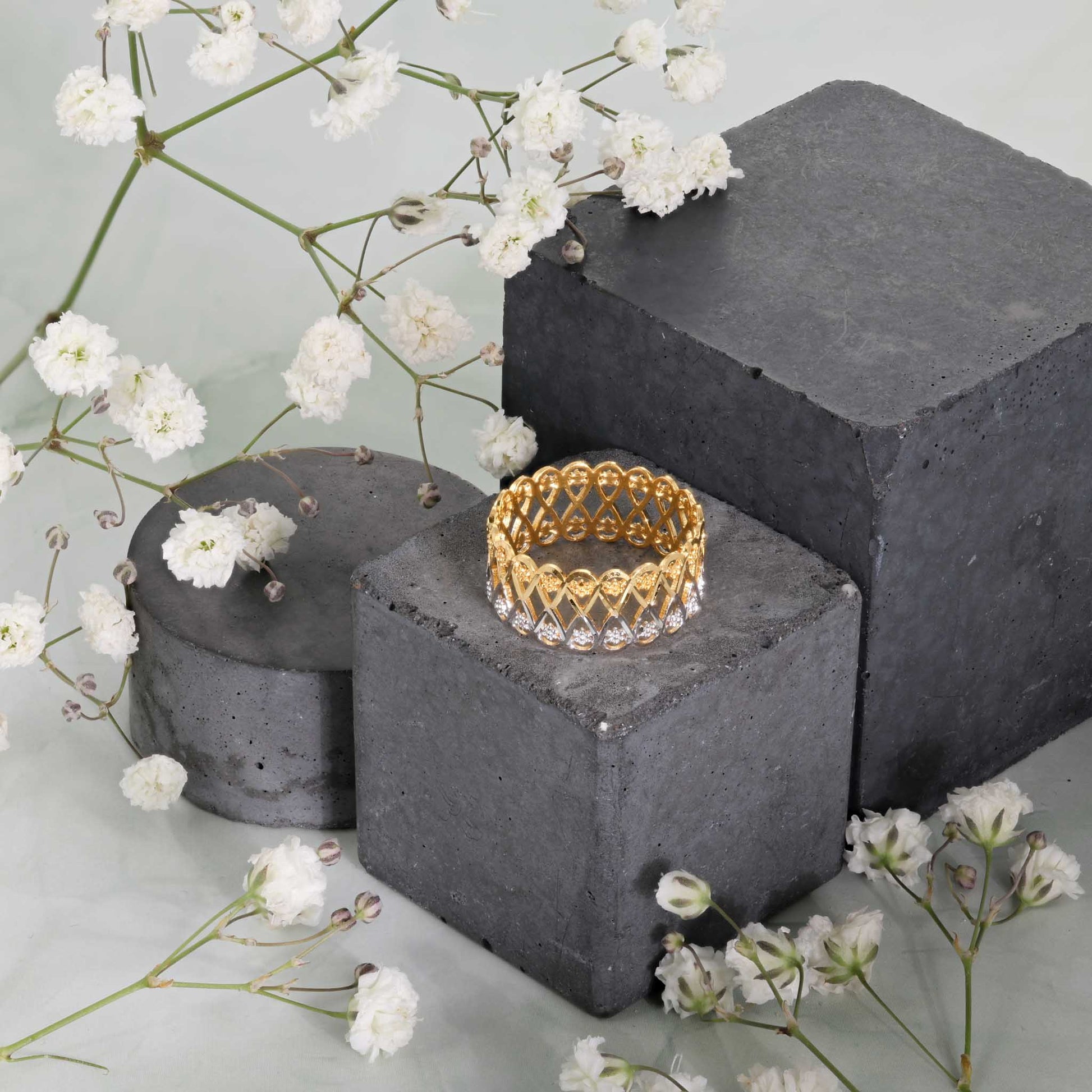 22ct Yellow Gold Tri Colour Unique Design Ring BF1224-RN32 - FJewellery
