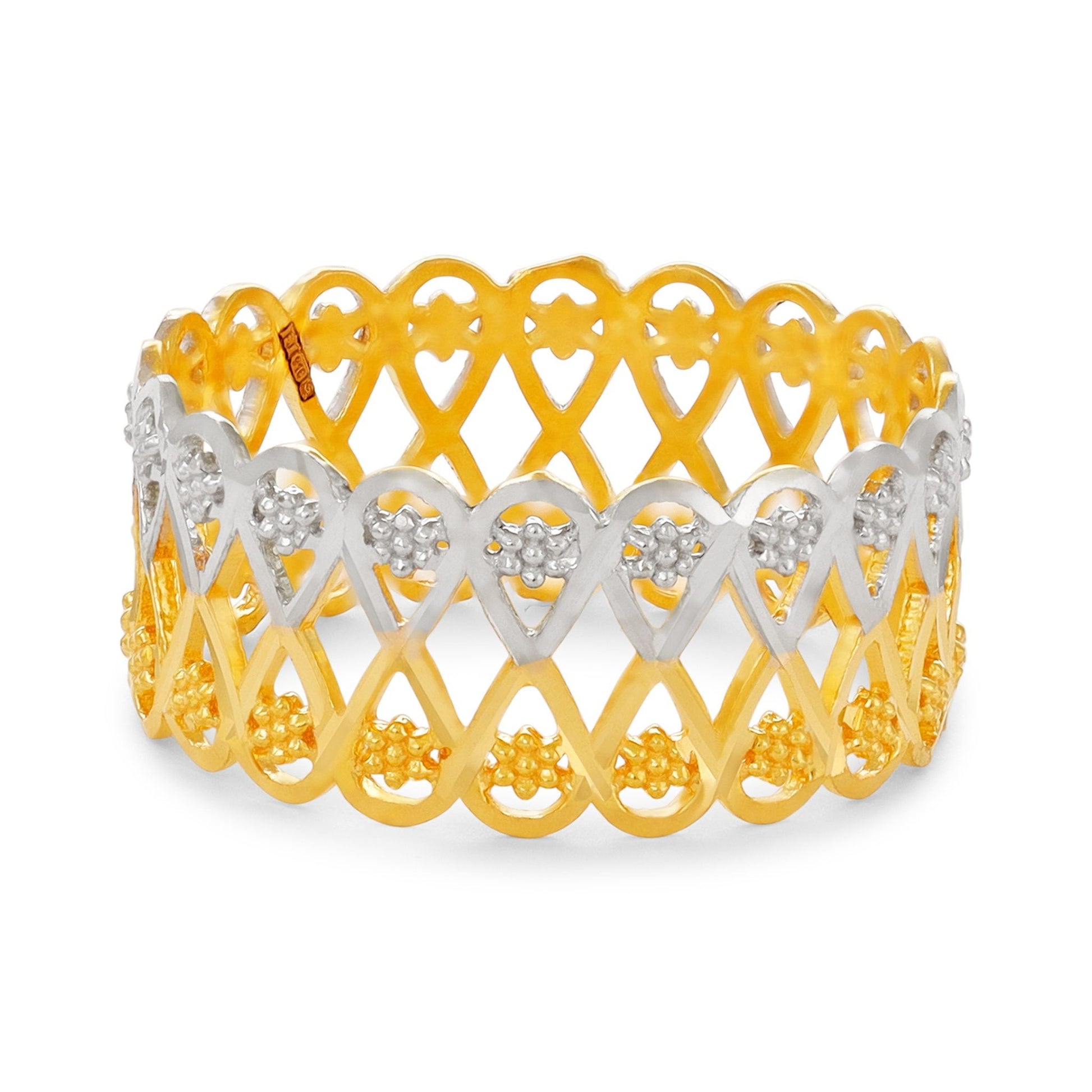 22ct Yellow Gold Tri Colour Unique Design Ring BF1224-RN32 - FJewellery