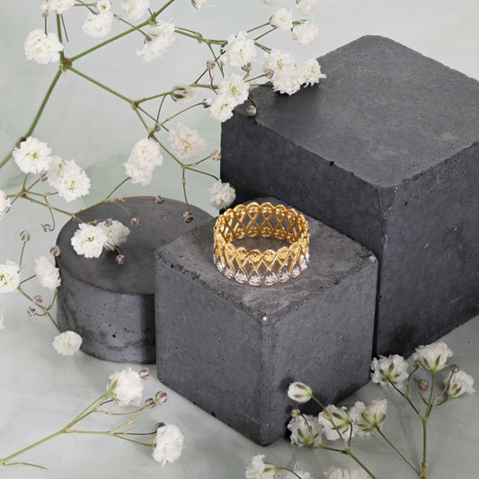 22ct Yellow Gold Tri Colour Unique Design Ring BF1224-RN32 - FJewellery
