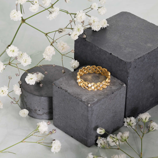 22ct Yellow Gold Tri Colour Unique Design Ring BF1224-RN35 - FJewellery