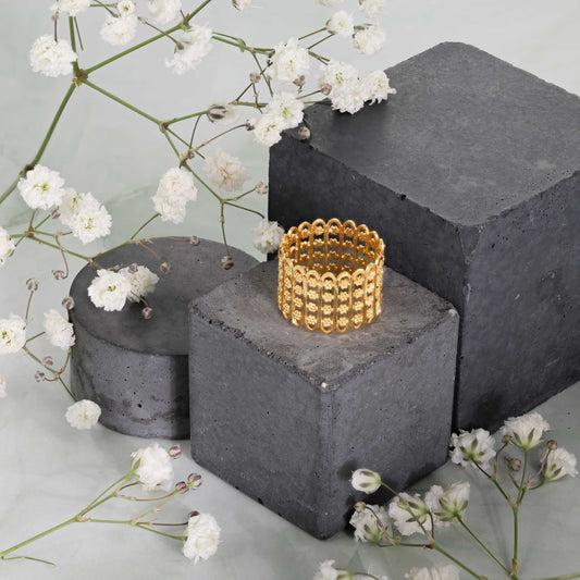 22ct Yellow Gold Tri Colour Unique Design Ring BF1224-RN36 - FJewellery