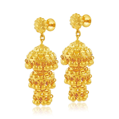 22ct Yellow Gold Triple Jhumka Earrings BF1224-ER30 - FJewellery