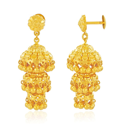 22ct Yellow Gold Triple Jhumka Earrings BF1224-ER30 - FJewellery