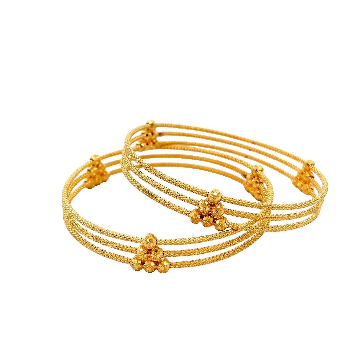 22ct Yellow Gold Triple Row Bangle PZ325-BN21 - FJewellery