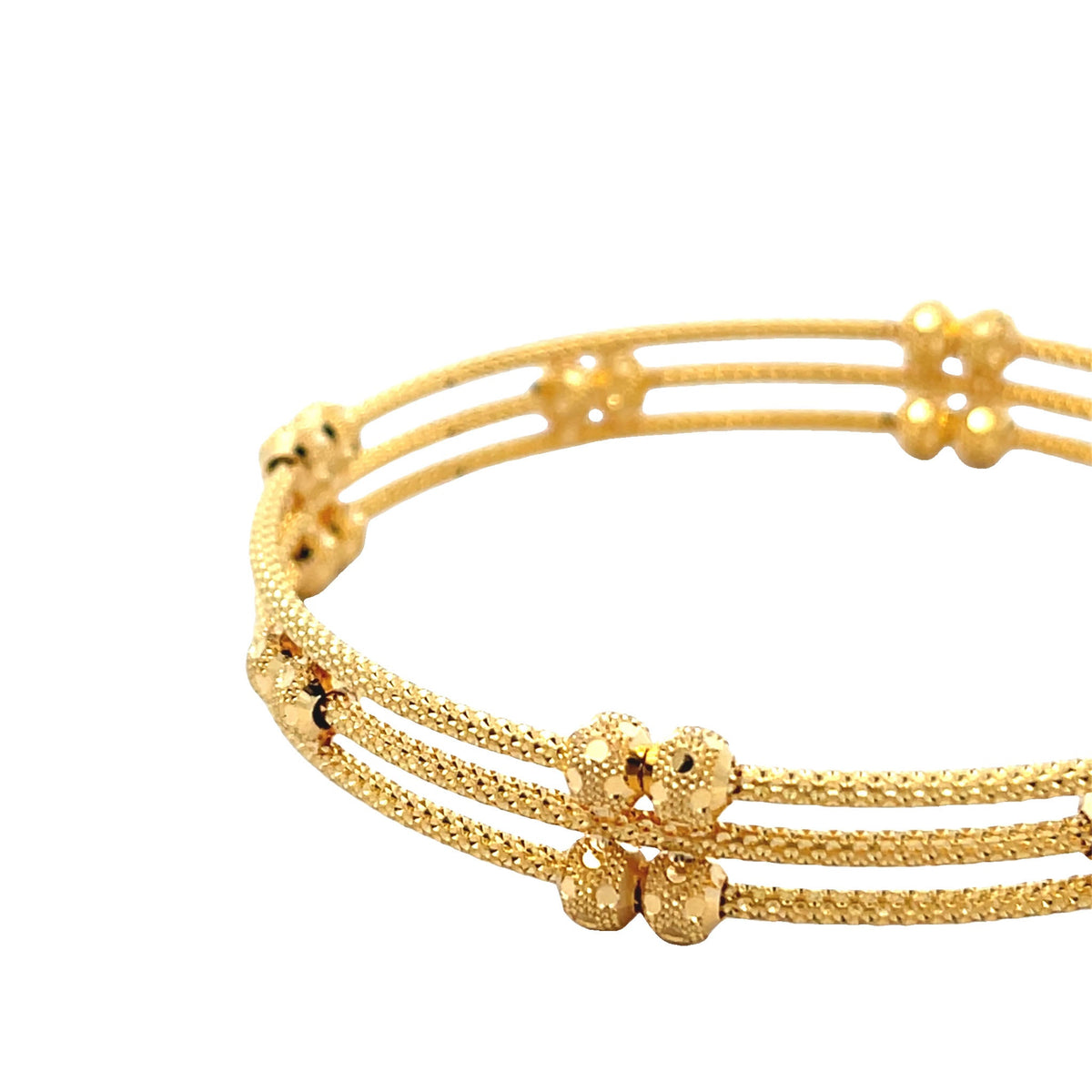 22ct Yellow Gold Triple Row Bangle PZ325-BN81 - FJewellery
