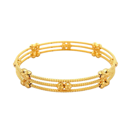 22ct Yellow Gold Triple Row Bangle PZ325-BN81 - FJewellery