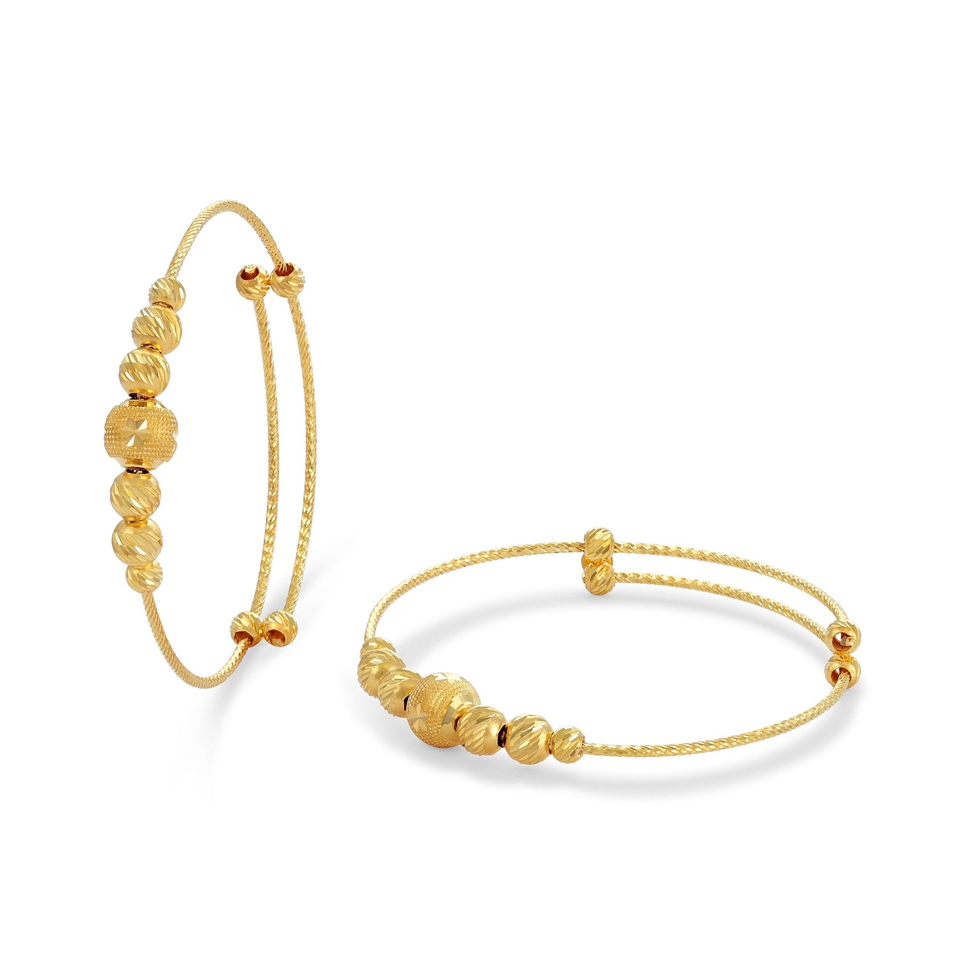 22ct Yellow Gold Unique Bead Detail Baby Bangle BF1224 - BN7Set - FJewellery
