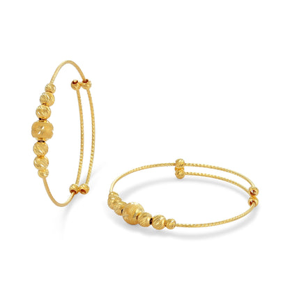 22ct Yellow Gold Unique Bead Detail Baby Bangle BF1224 - BN7Set - FJewellery