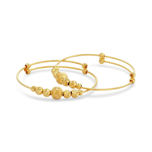 22ct Yellow Gold Unique Bead Detail Baby Bangle BF1224 - BN7Set - FJewellery