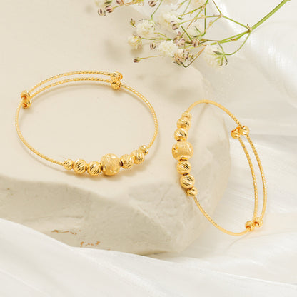 22ct Yellow Gold Unique Bead Detail Baby Bangle BF1224 - BN7Set - FJewellery