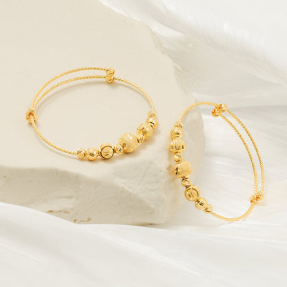 22ct Yellow gold Unique Bead Detail Baby Bangle Set BF1224-BN5 - FJewellery