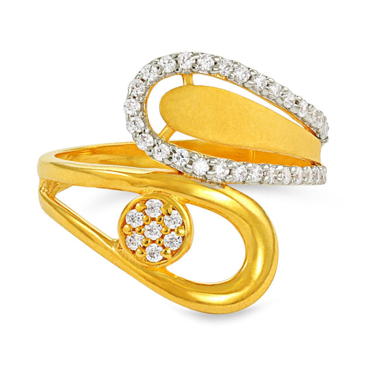 22ct Yellow Gold Unique Design Cubic Zirconia PZ125 - RN106 Ring - FJewellery