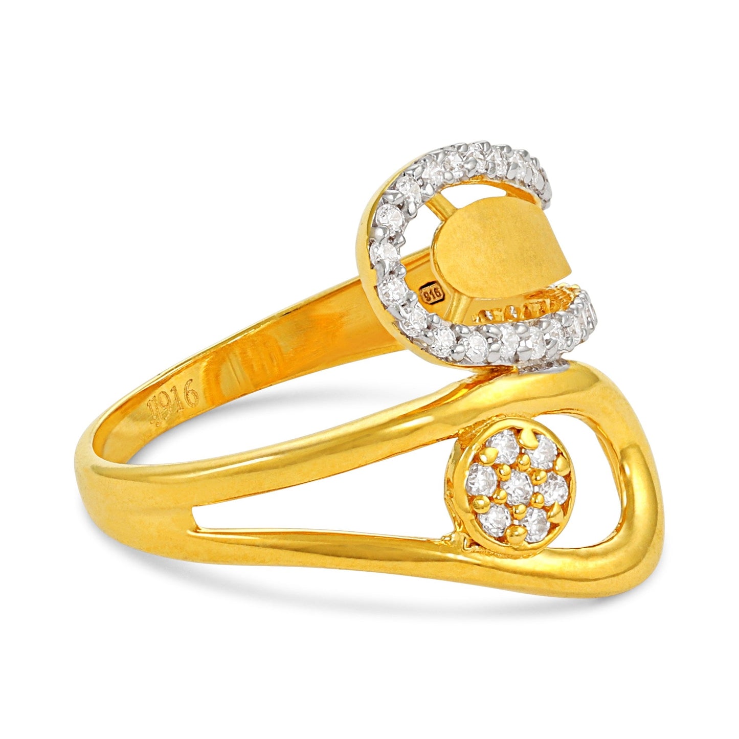 22ct Yellow Gold Unique Design Cubic Zirconia PZ125 - RN106 Ring - FJewellery
