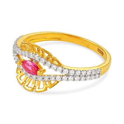 22ct Yellow Gold Unique Design Cubic Zirconia Ring PZ125-RN107 - FJewellery