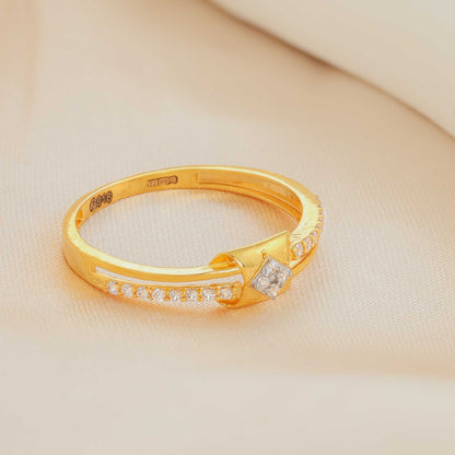 22ct Yellow Gold Unique Design Cubic Zirconia Ring PZ125 - RN109 - FJewellery